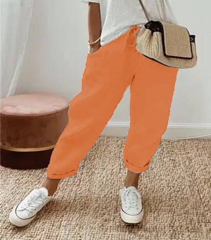 Damen Lockere Bedruckte Jogger mit Kordelzug und Rippbund Drune
