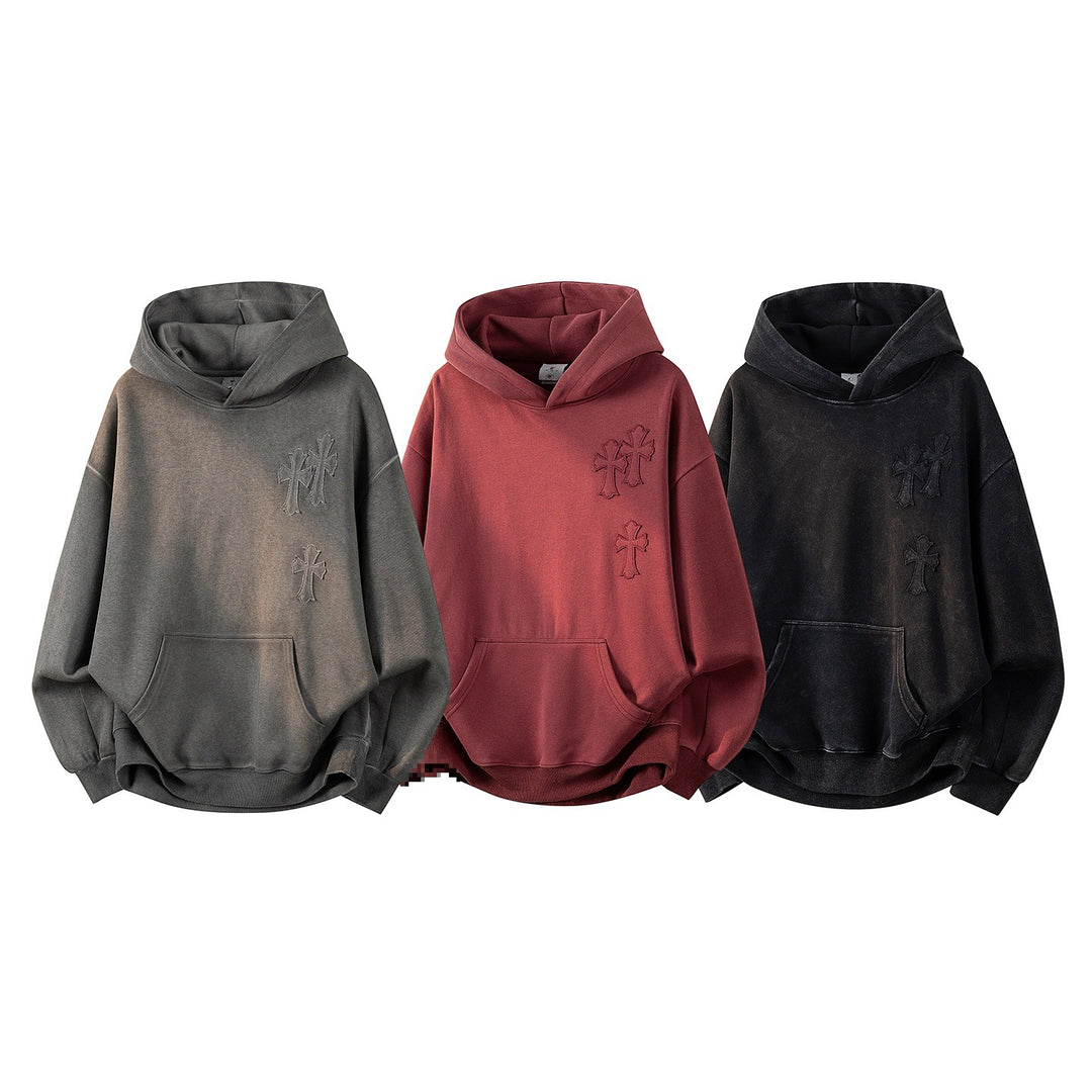 Unisex Oversize Kapuzenpullover mit handschriftlichem Grafik-Print, Kängurutasche & geripptem Saum Drune