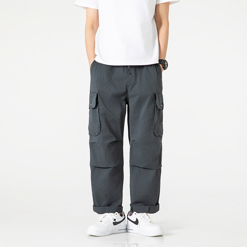 Herren Relaxed-Fit Multi-Taschen Cargo-Hose aus leichtem Baumwollmix Drune