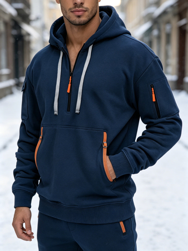 Herren Sportliche Kapuzenjacke mit seitlichen Reißverschlusstaschen Drune