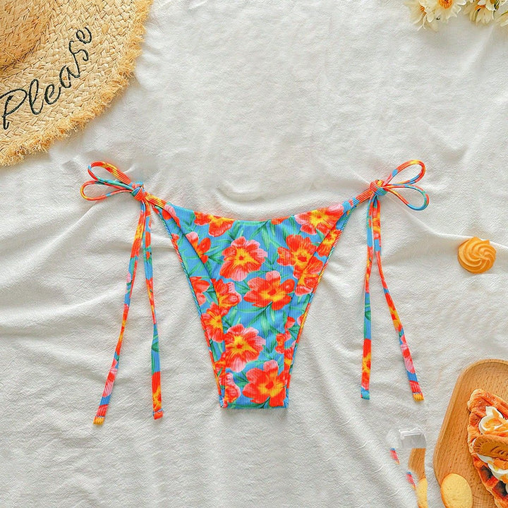 Damen Hochgeschnittener Bikini mit seitlichen Bindebändern Drune
