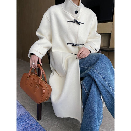 Damen Lange Duffle-Coat mit praktischem Verschluss und weichem Material Drune