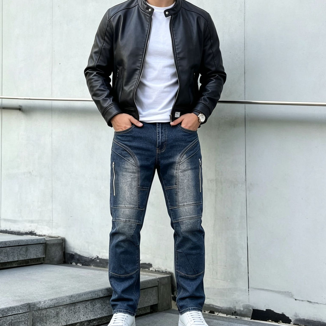 Herren Modische Cargo-Jeans mit Reißverschluss Drune