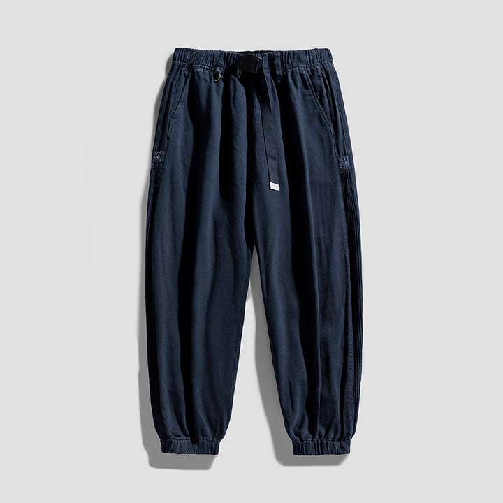 Herren Urbaner Relaxed-Jogger im Canvas‑Look mit verstellbarem Webgürtel und Utility‑Nähten Drune