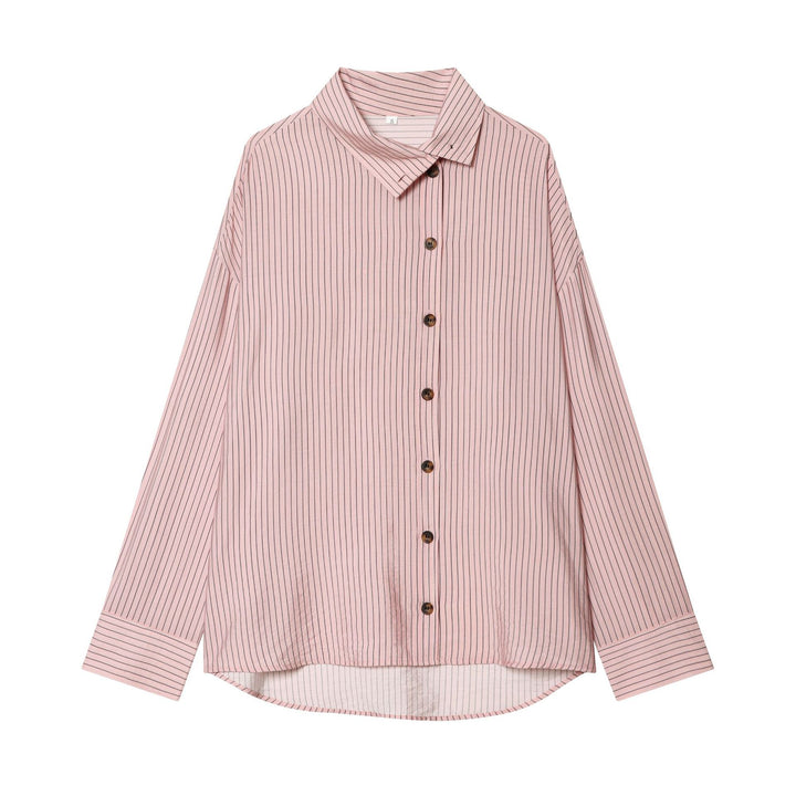 Damen Oversize-Hemdbluse mit asymmetrischem Stehkragen und verlängerter Rückenpartie Drune