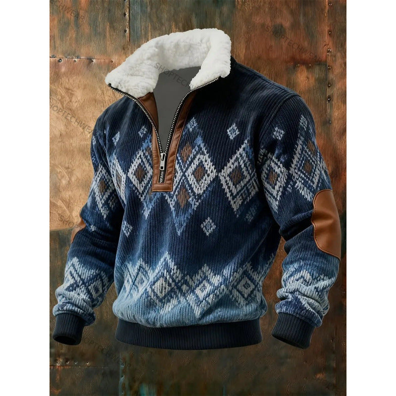 Herren Urbaner Fleece Pullover mit Baum-Motiv Drune