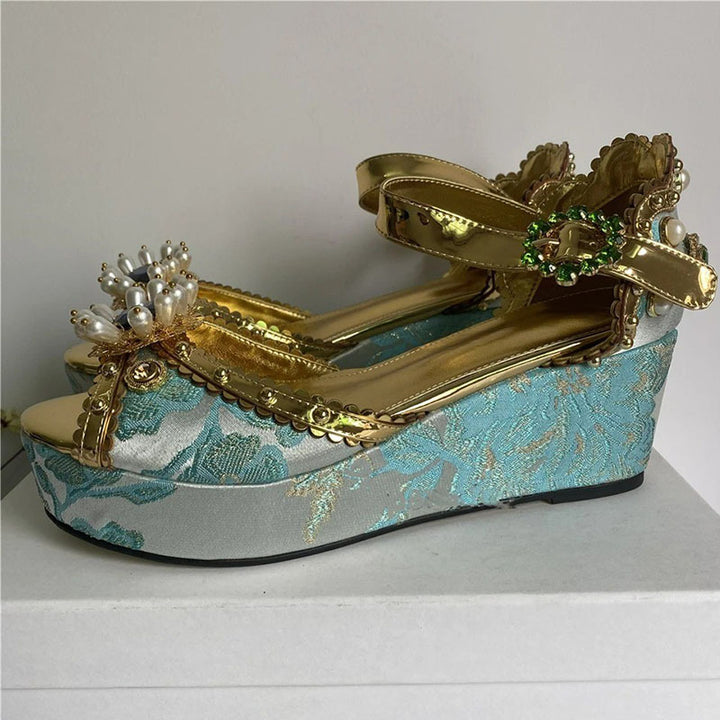 Damen Verzierte Plattform Keil Sandalen Drune