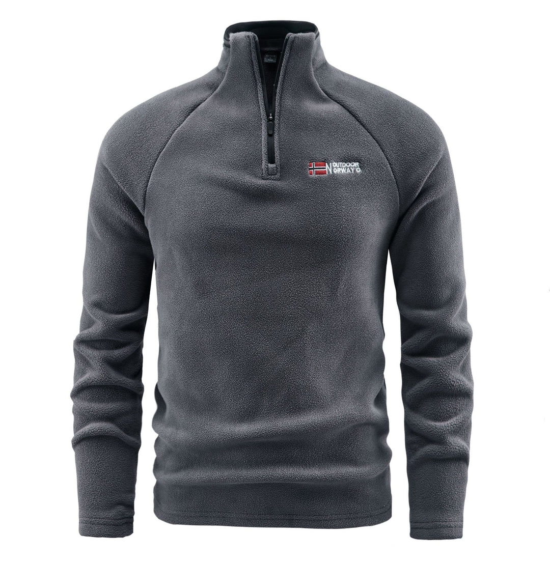 Herren Fleece-Pullover mit halbem Reißverschluss und hohem Stehkragen Drune