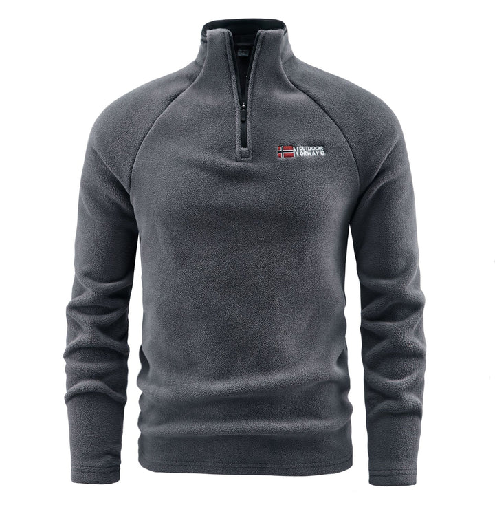 Herren Fleece-Pullover mit halbem Reißverschluss und hohem Stehkragen Drune