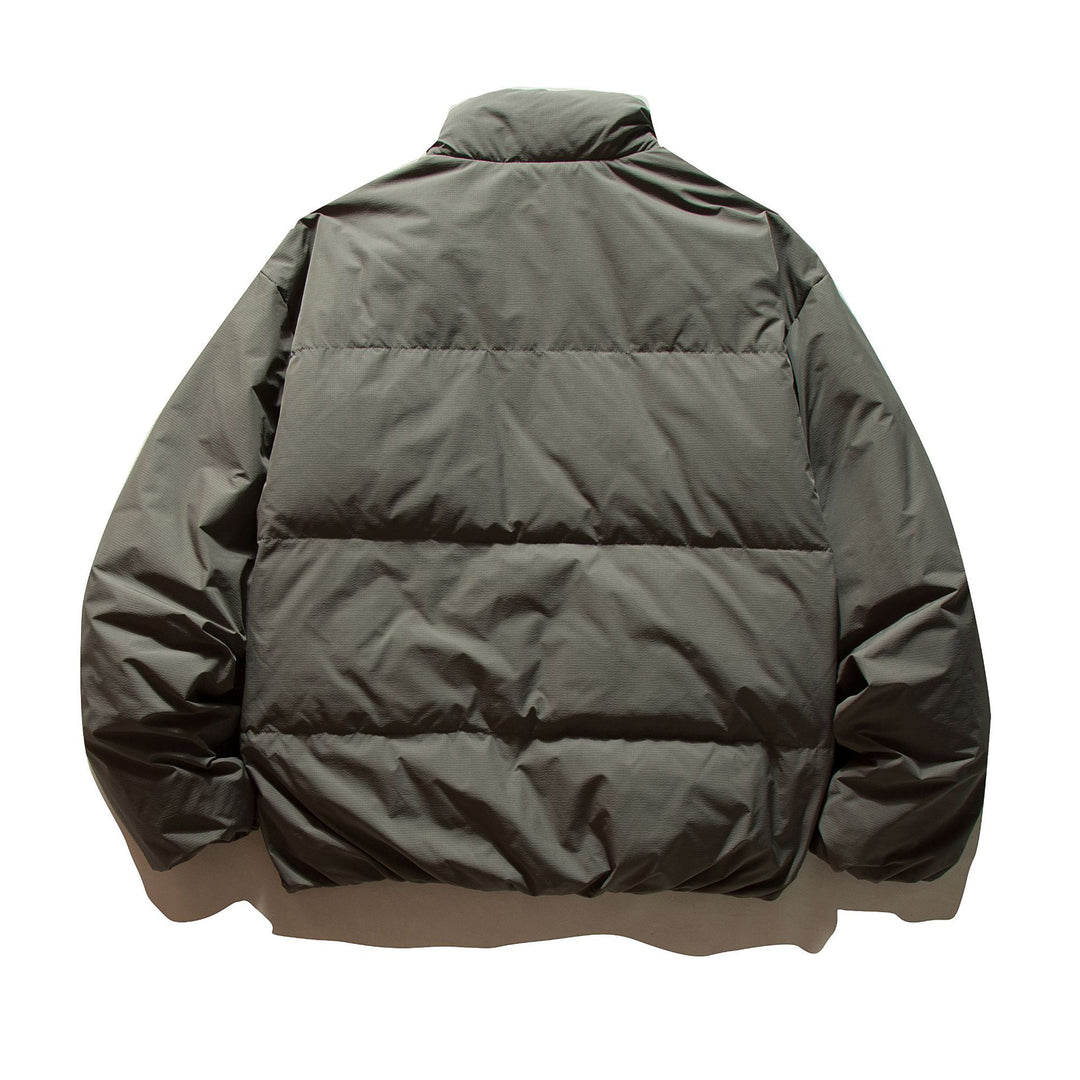 Unisex Kurz geschnittene Boxy-Isolationsjacke mit hohem Stehkragen und Reißverschluss-Taschen Drune