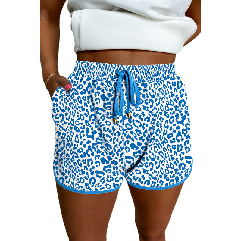 Damen Freizeit-Shorts mit modischem Leopardenmuster und elastischem Bund Drune