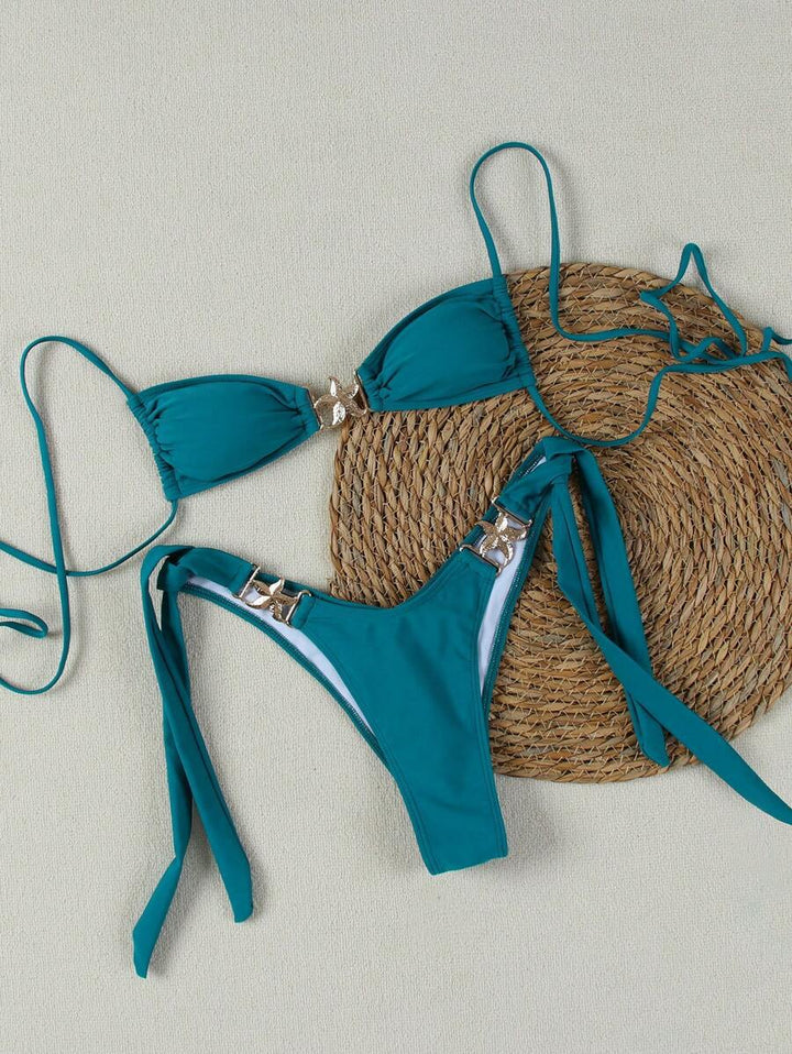 Damen Bikini-Set mit verstellbaren Trägern und glamourösen Zierdetails Drune