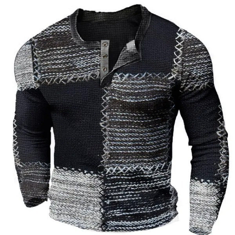 Herren Sportliches Langarmshirt mit Knopfleiste Drune