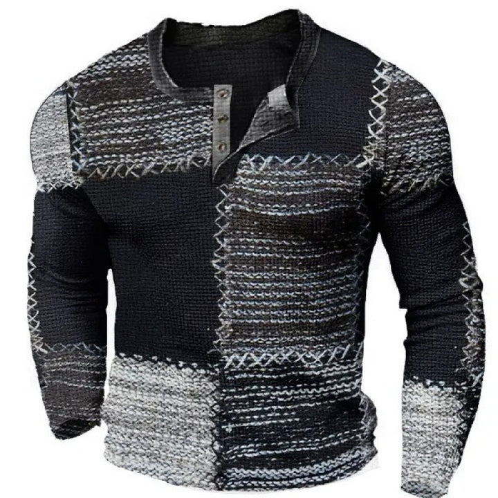 Herren Sportliches Langarmshirt mit Knopfleiste Drune