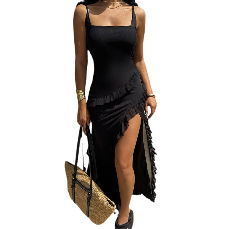 Damen Maxikleid mit seitlichem Schlitz und asymmetrischem Schnitt Drune