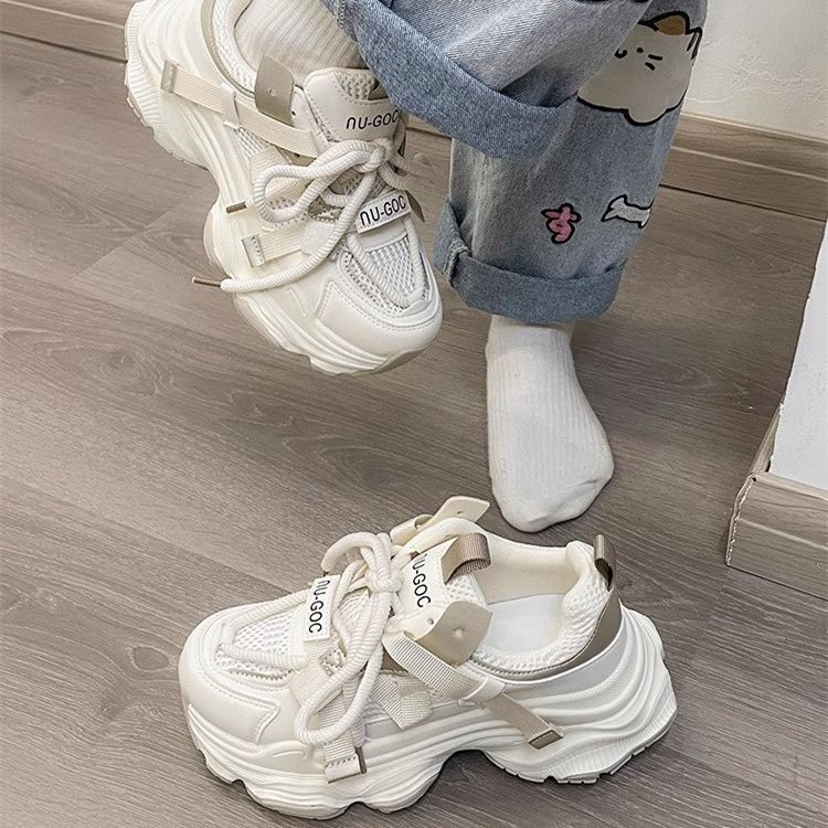 Damen Sportlich-luxuriöse Multi‑Layer City‑Sneaker mit robuster Plateau‑Sohle und verstellbarem Schnallenriemen Drune