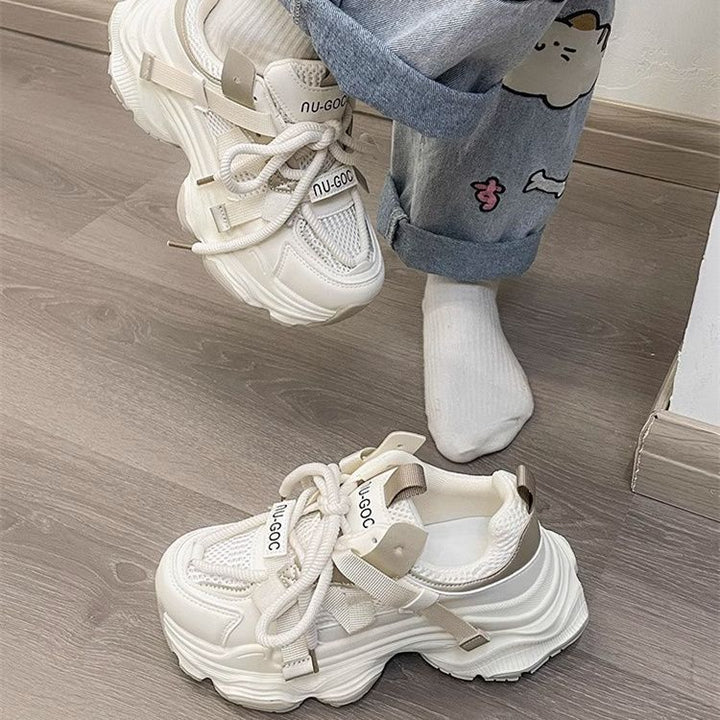 Damen Sportlich-luxuriöse Multi‑Layer City‑Sneaker mit robuster Plateau‑Sohle und verstellbarem Schnallenriemen Drune