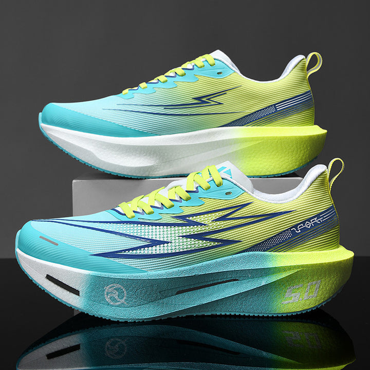 Unisex gedämpfte Race-Plateau-Laufschuhe mit Rocker-Zwischensohle und atmungsaktivem Micro-Mesh Drune