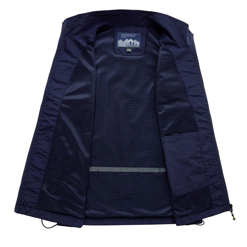 Herren Leichte wind- und wasserabweisende Utility-Weste mit Stehkragen, Mesh-Futter & verstellbarem Saum Drune