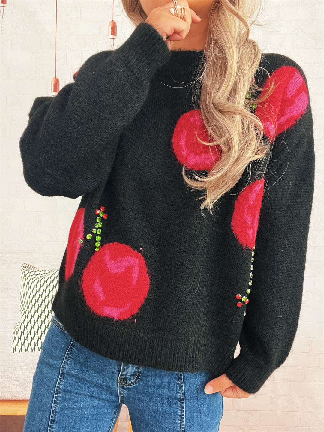 Damen Strickpullover mit kreativem Herzmotiv und weichem Material Drune