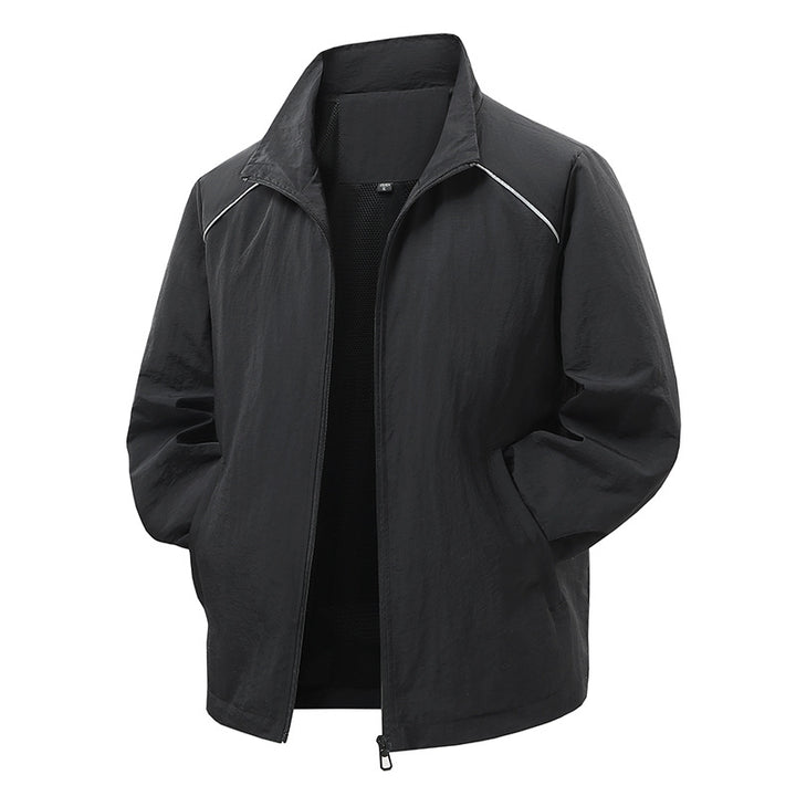 Herren  leichte verpackbare Zip-Up Windbreaker-Jacke mit atmungsaktivem Mesh-Futter und reflektierenden Schulterpaspeln Drune