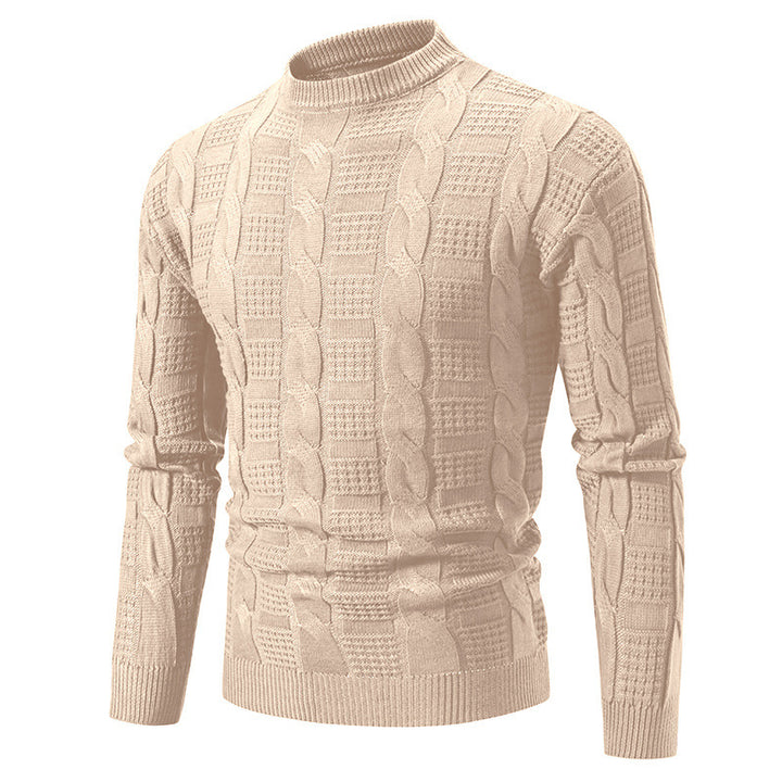 Herren eleganter Strickpullover mit hochgeschlossenem Kragen und Zopfmuster Drune