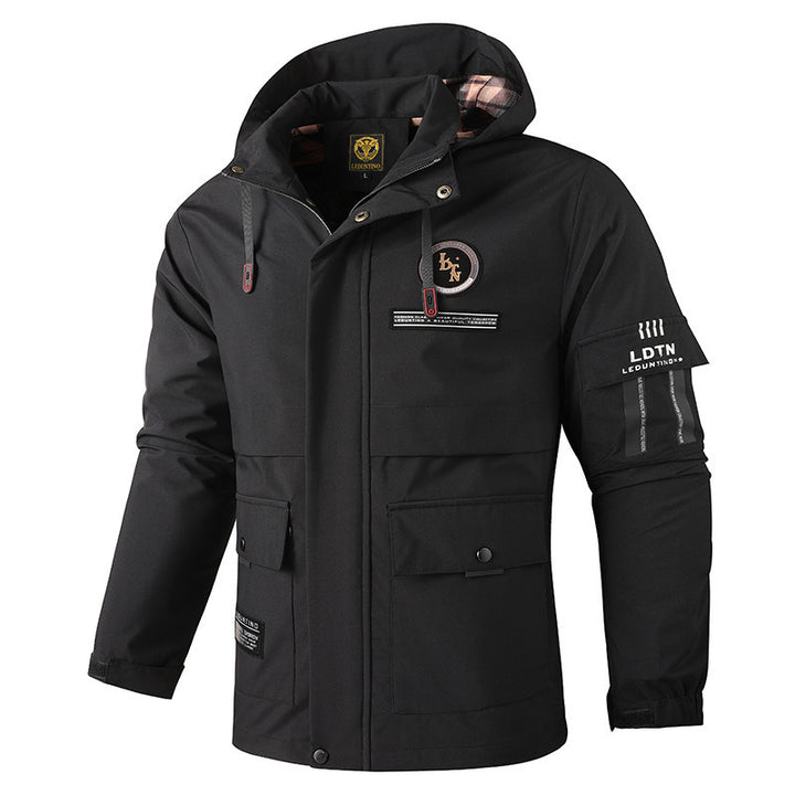 Herren nan urbaner Softshell-Parka mit Kapuze, verdecktem Zweiwege-Reißverschluss und Ärmeltasche Drune