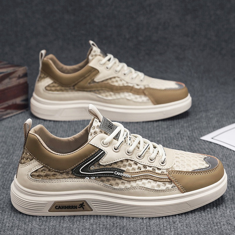 Herren atmungsaktive Wabenmesh-Street-Sneaker mit PU-Overlays, verstärkter Zehenkappe und profiliertem Gummirand Drune