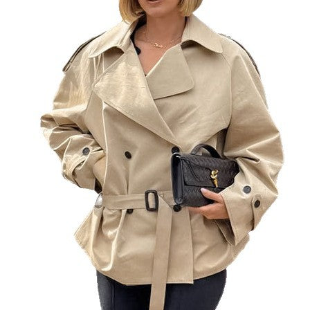 Damen modische Trenchcoatjacke mit Gürtel und großzügigem Schnitt Drune