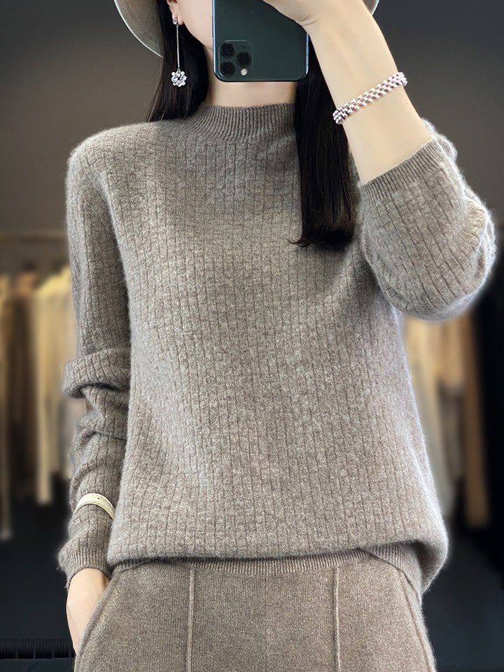 Damen Weicher Boxy-Mockneckpullover im Mohair-Look mit feiner Kastenrippenstruktur Drune