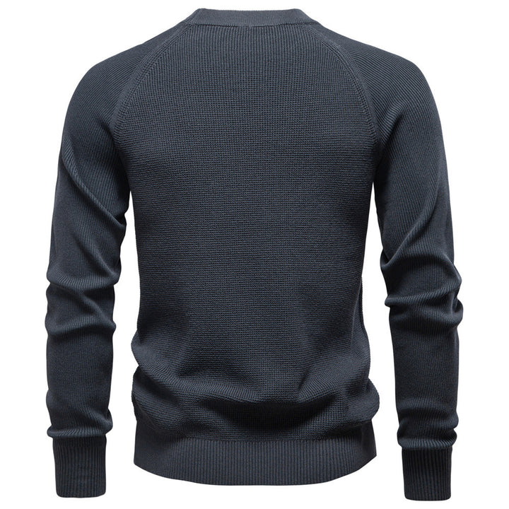 Herren nan mitteldicker Struktur-Strickpullover mit Raglanärmeln und Rippenbündchen Drune