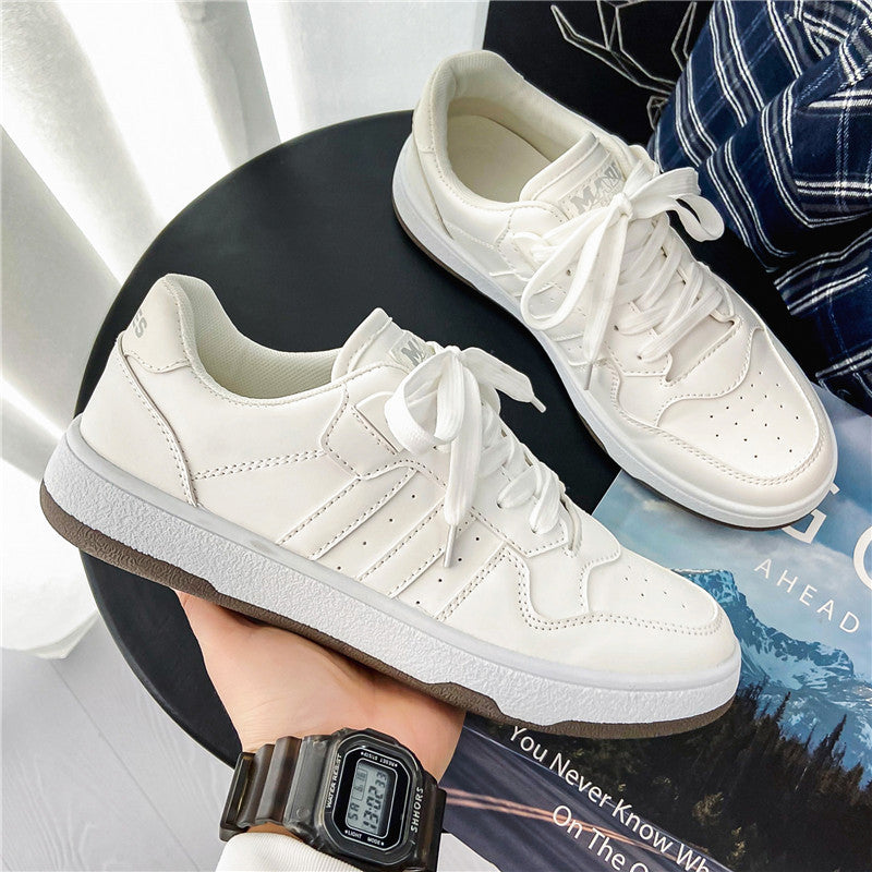 Unisex Klassische Low-Top Freizeit-Sneaker aus glattem Kunstleder mit gepolsterter Innensohle und robustem Cupsohlenprofil Drune