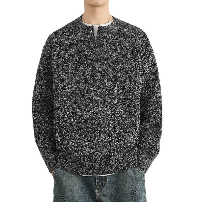 Herren Grobstrick Pullover mit Knopfleiste Drune