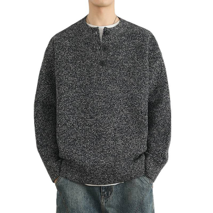 Herren Grobstrick Pullover mit Knopfleiste Drune