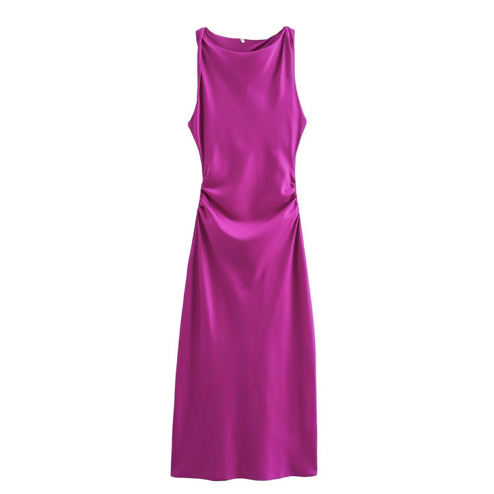 Damen elegantes Sommerkleid mit fließendem Schnitt und charmanten Rüschendetails Drune