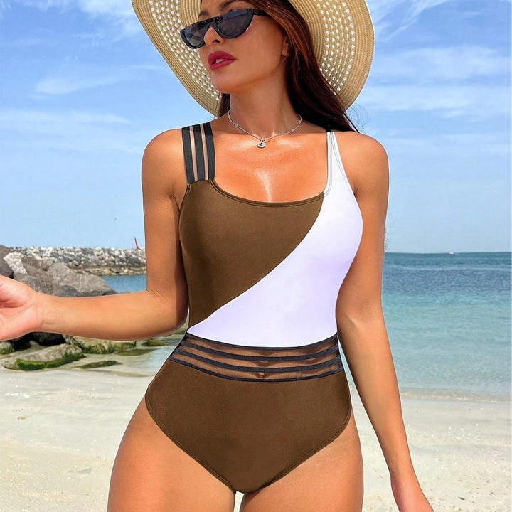 Damen Sportlicher Einteiler Badeanzug mit innovativem Schnitt Drune