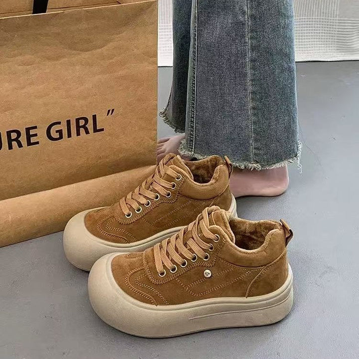 Damen Chunky Sneakers mit weichem Veloursleder und dämpfender Sohle Drune