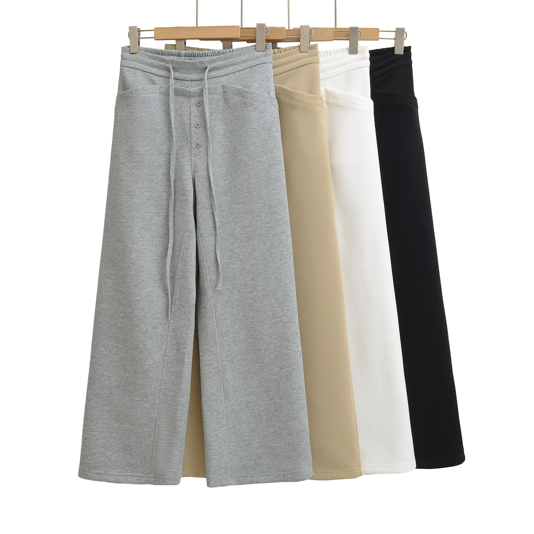 Damen weite Culotte aus hochwertigem Material mit dekorativen Knopfdetails Drune