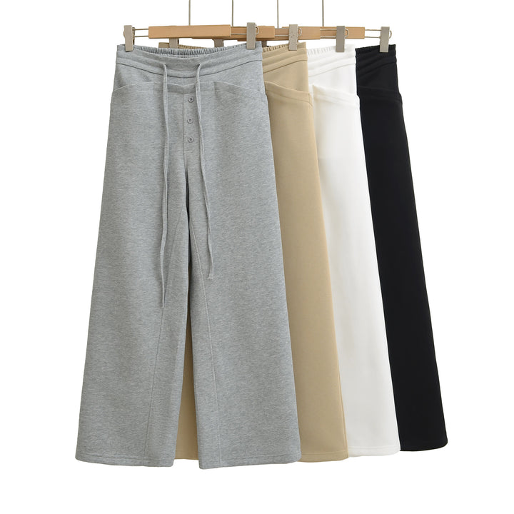 Damen weite Culotte aus hochwertigem Material mit dekorativen Knopfdetails Drune