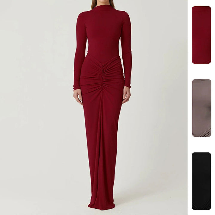Damen Elegantes Maxikleid mit enganliegendem Schnitt und tiefem Ausschnitt Drune