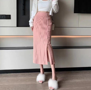 Damen Eleganter und raffinierter Strickrock mit Seitenschlitz Drune