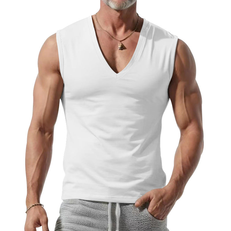Herren nan figurbetontes ärmelloses V-Ausschnitt Muskelshirt Drune