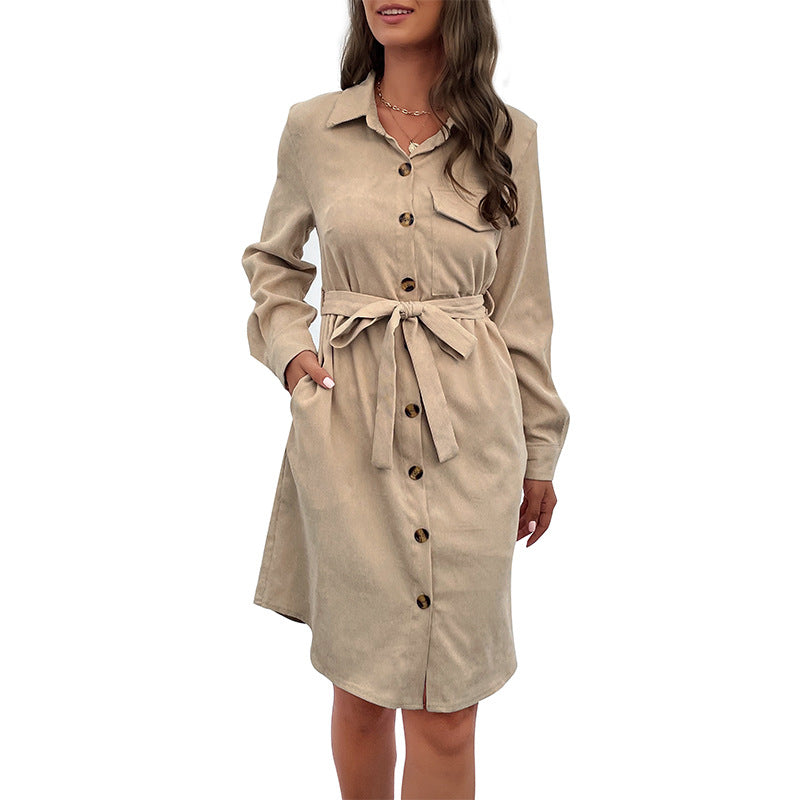 Damen Hemdblusenkleid mit Gürtel Drune