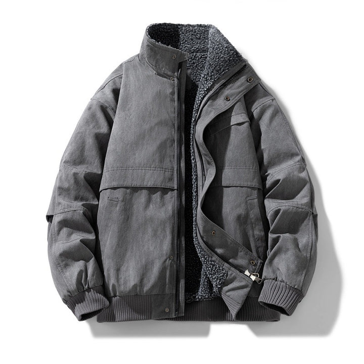 Herren gefütterte Winterjacke mit Teddyfutter, winddichter Außenhülle und bomber-inspirierter Passform Drune