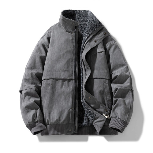 Herren gefütterte Winterjacke mit Teddyfutter, winddichter Außenhülle und bomber-inspirierter Passform Drune