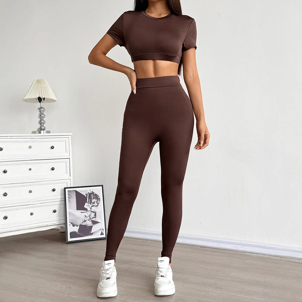 Damen Set aus cropped Oberteil und figurbetonten Leggings Drune