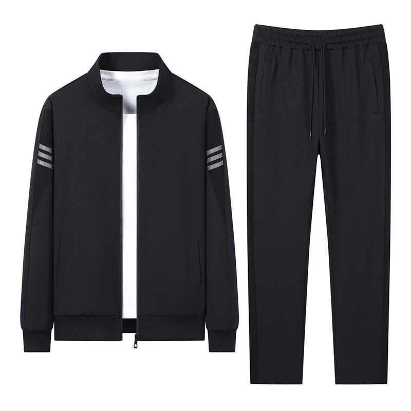 Herren lässiges Trainingsset mit Reißverschluss-Bomber, Rundhals-Sweatshirt und elastischer Jogginghose Drune