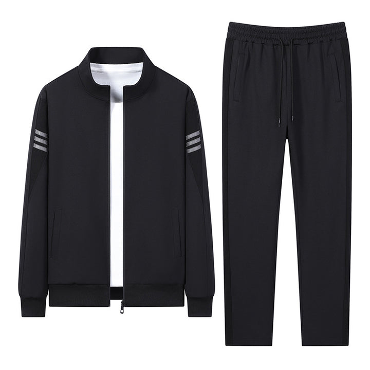 Herren lässiges Trainingsset mit Reißverschluss-Bomber, Rundhals-Sweatshirt und elastischer Jogginghose Drune