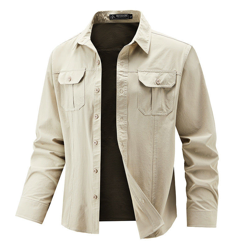 Herren Lässige Hemdjacke mit Brusttaschen Drune