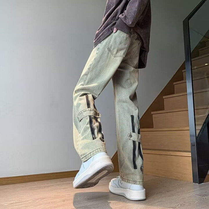 Herren Modische Cargo-Hose mit Reißverschlussdetails Drune